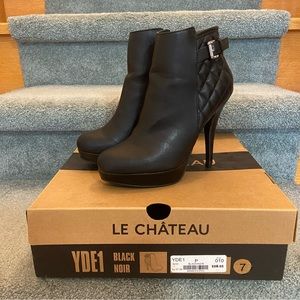 Le Chateau Black Faux Leather Heel Boots